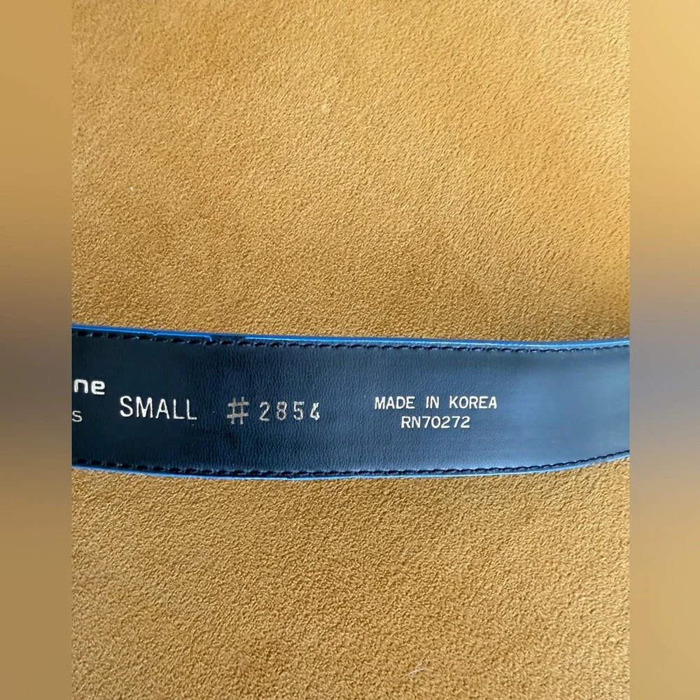Liz Claiborne Blue Leather Belt with Gold Buckle